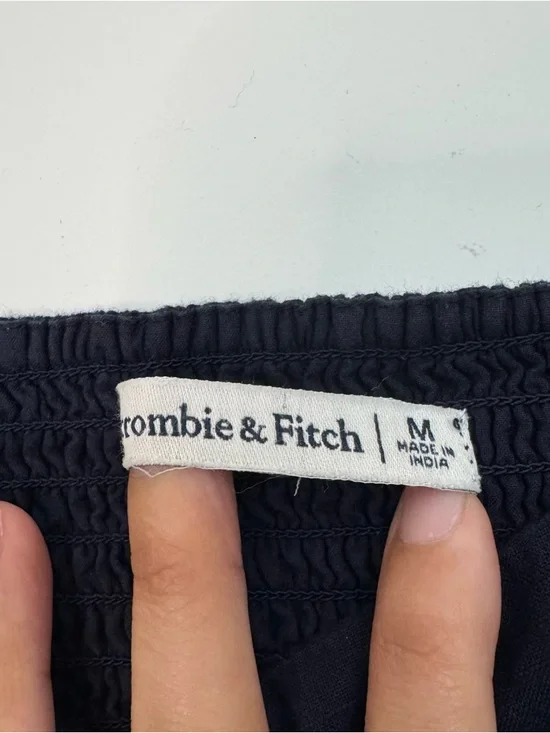 Medium Abercrombie & Fitch Dark Navy Blue Mini Dress Adjustable Straps Pockets - Picture 9 of 14